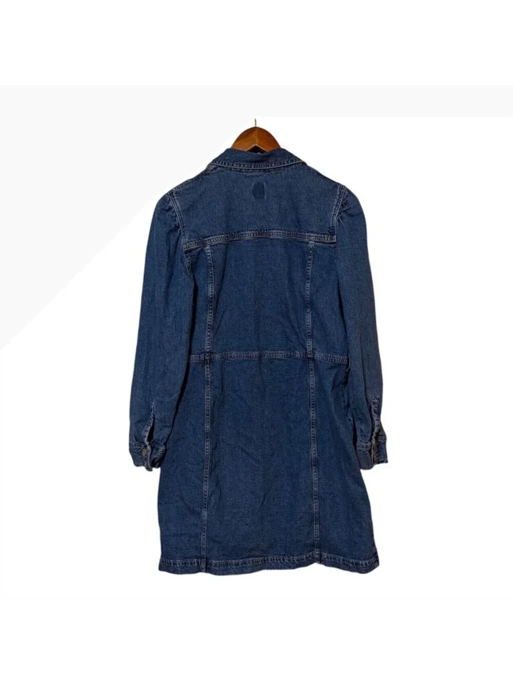 Gap Denim Button-Up Dress With Long Sleeves & Pockets Casual Jean Dress Size 14 - Picture 2 of 5